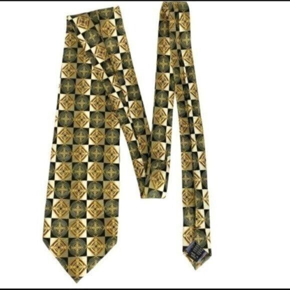 HANDMADE Geometric Silk Necktie - PEACOCK 100% Tie - Picture 4 of 8